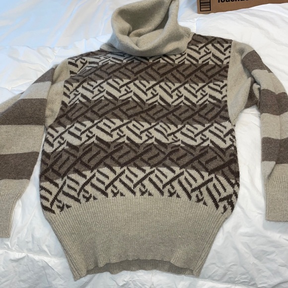 Christian Dior Angora wool sweater cowl neck M tan brown